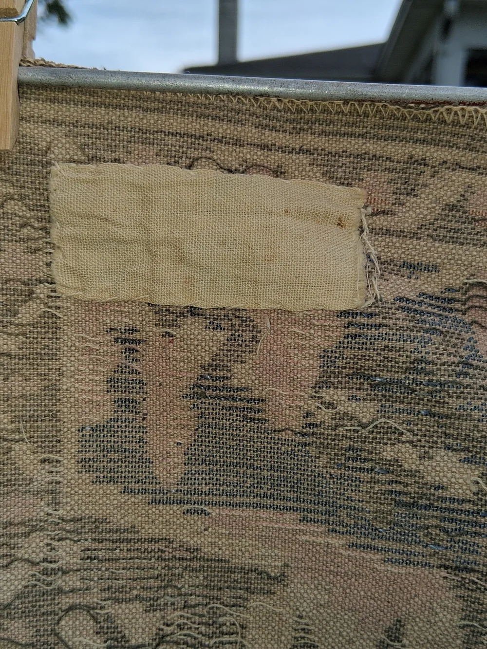 Woven Tapestry Wall Hanging Vintage Scene in Beige and Brown